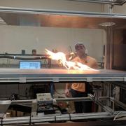 Researchers at CU Boulder using a wind tunnel to study wildfires