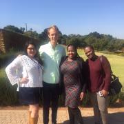 Senior Connie Hernandez and sophomore Jack Schutz with fellow Africa Institute of South Africa (AISA) interns