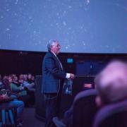 Apollo Astronaut Harrison "Jack" Schmitt gives a lecture at Fiske Planetarium. Photo by Patrick Wine.