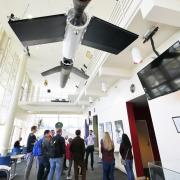 A tour of the Laboratory for Atmospheric and Space Physics. Photo by Casey A. Cass.