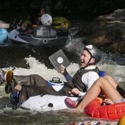 Tubers ride the Boulder Creek for Tube to Work Day 2018