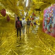 An elaborate student art installation at the open studios event. Photo by Glenn Asakawa.