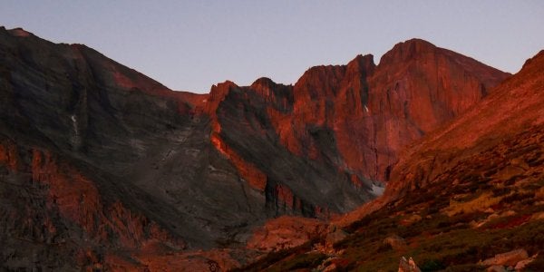 A photo of sunrise over Longs Peak